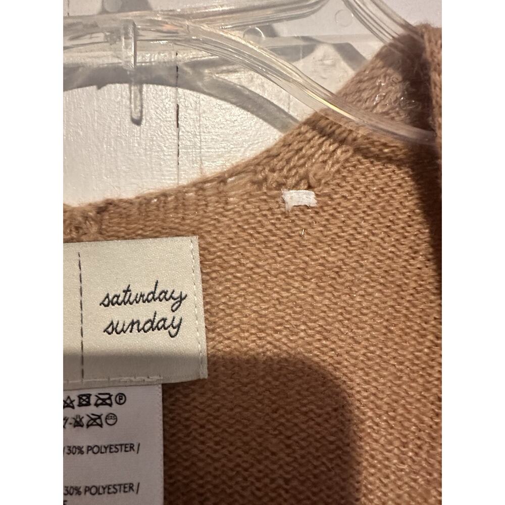 Saturday Sunday Anthropologie Lucia Tied Kimono Cape Poncho Sweater Tan 1Size - Picture 8 of 10